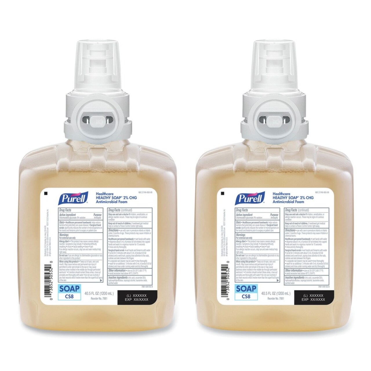 PURELL Healthy Soap 2.0 Percent CHG Antimicrobial Foam Refill for CS8 Dispensers - Fragrance-Free (2/Carton)